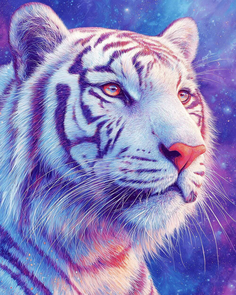 Tigre debajo del Cielo Morado Estrellado Pintar por Números