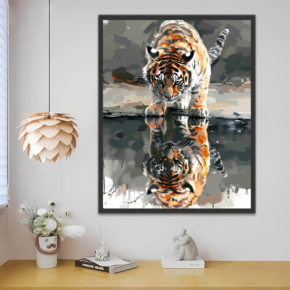 Tigre y Su Reflejo en el Agua Pintar por Números