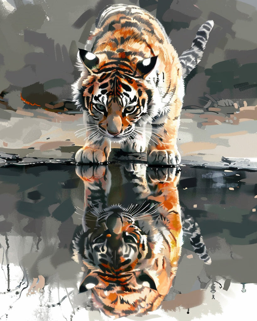 Tigre y Su Reflejo en el Agua Pintar por Números