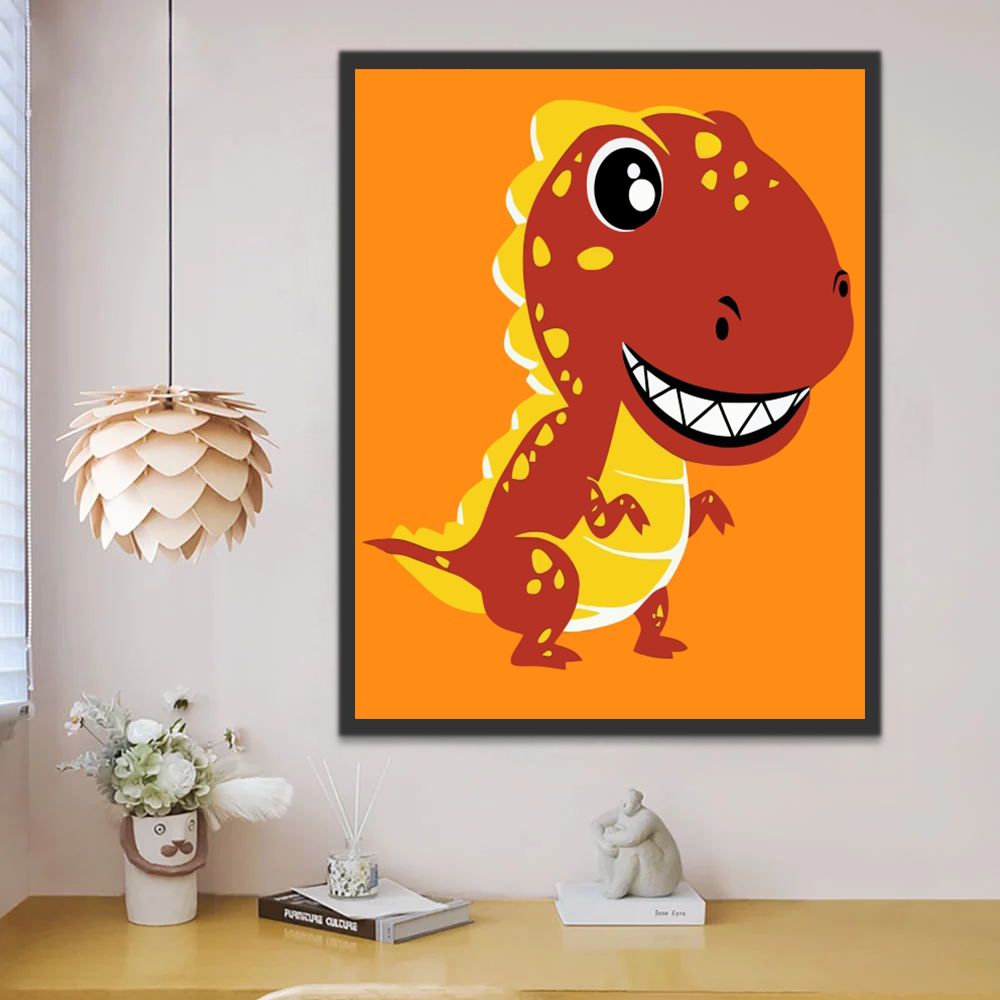 Tiranosaurio Rex Rojo de Dibujos Animados Pintar por Números Niños