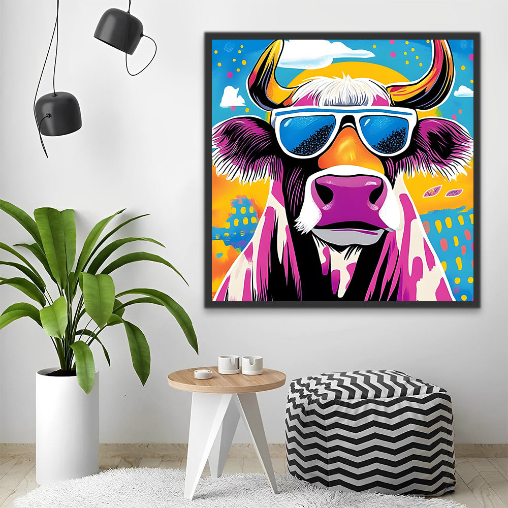 Toro Morado con Gafas Azules de Sol Pintar por Números
