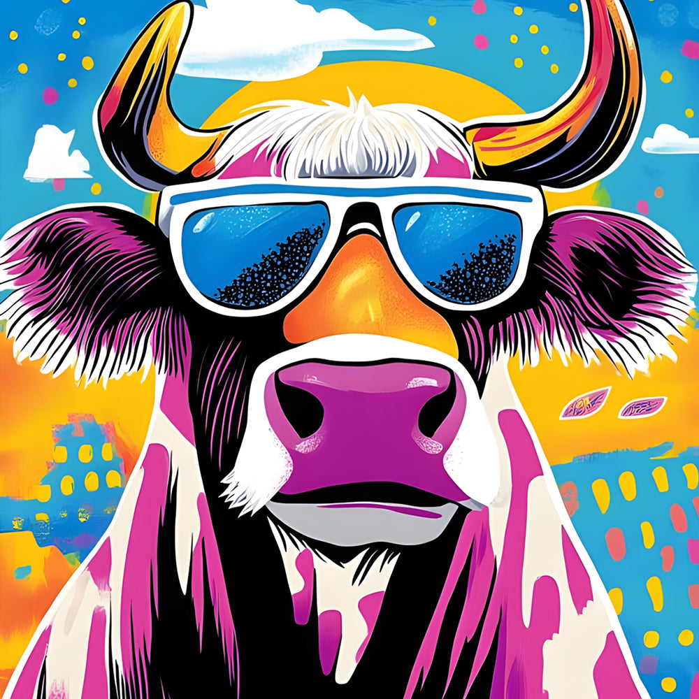 Toro Morado con Gafas Azules de Sol Pintar por Números