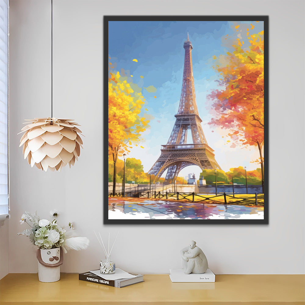 Torre Eiffel en París de Otoño Pintar por Números