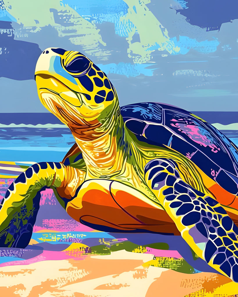Tortuga Marina en Color en Tierra Pintar por Números