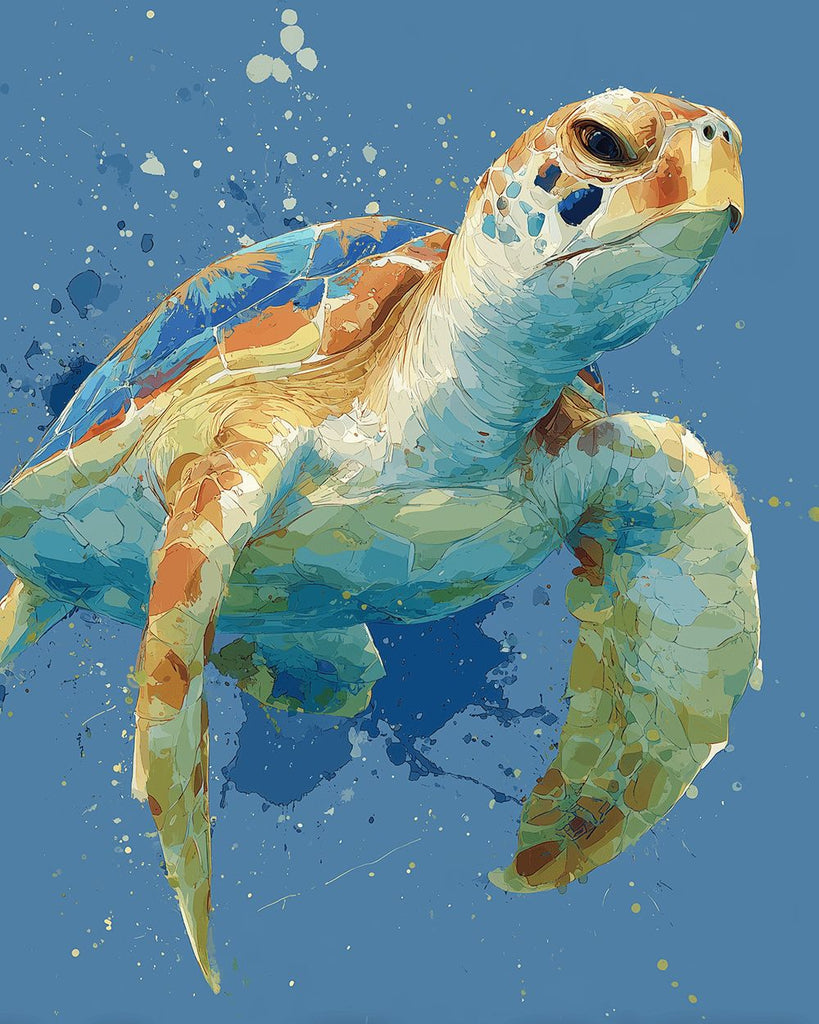 Tortuga Nadando con Felicidad Pintar por Números