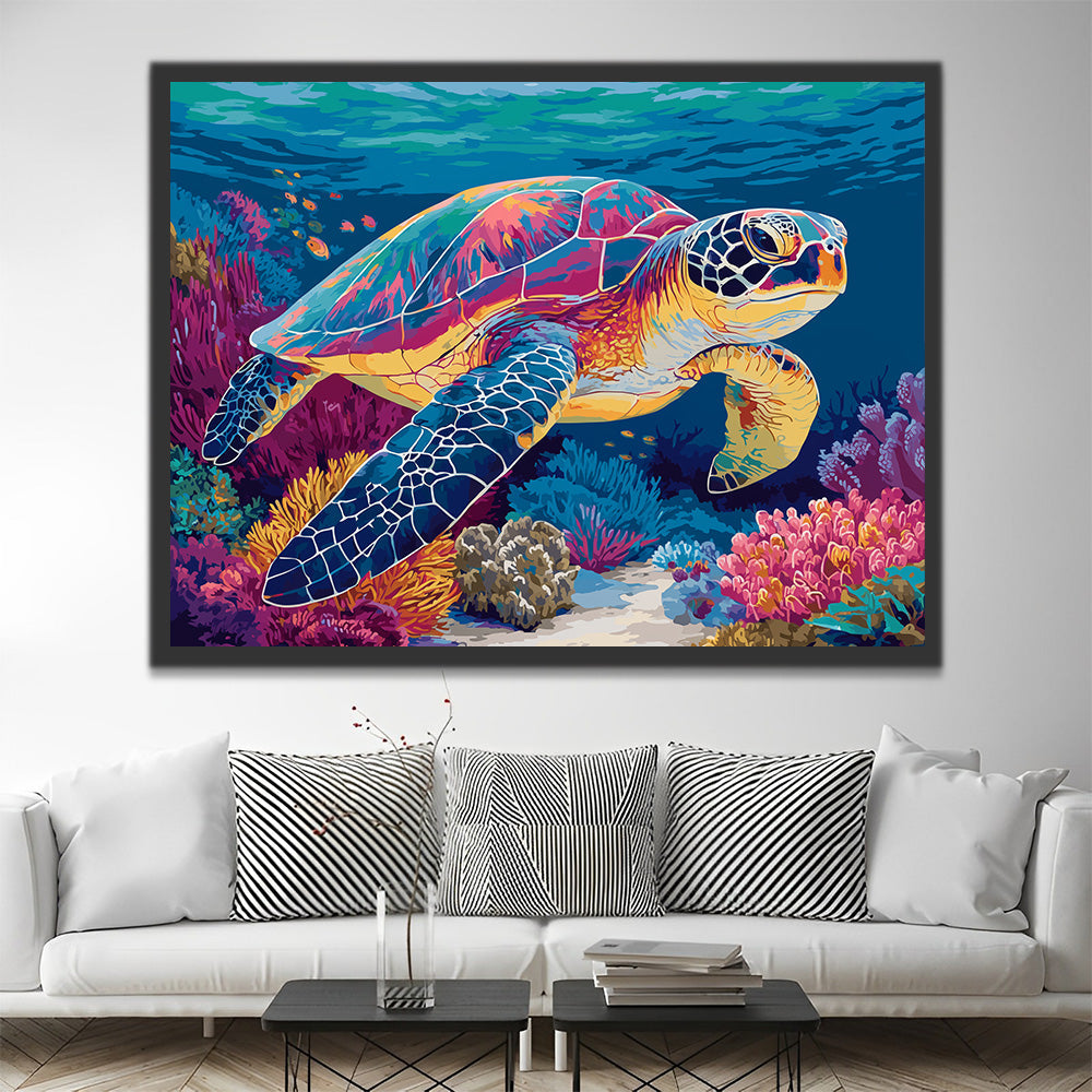 Tortugas y Corales en el Océano Profundo Pintar por Números
