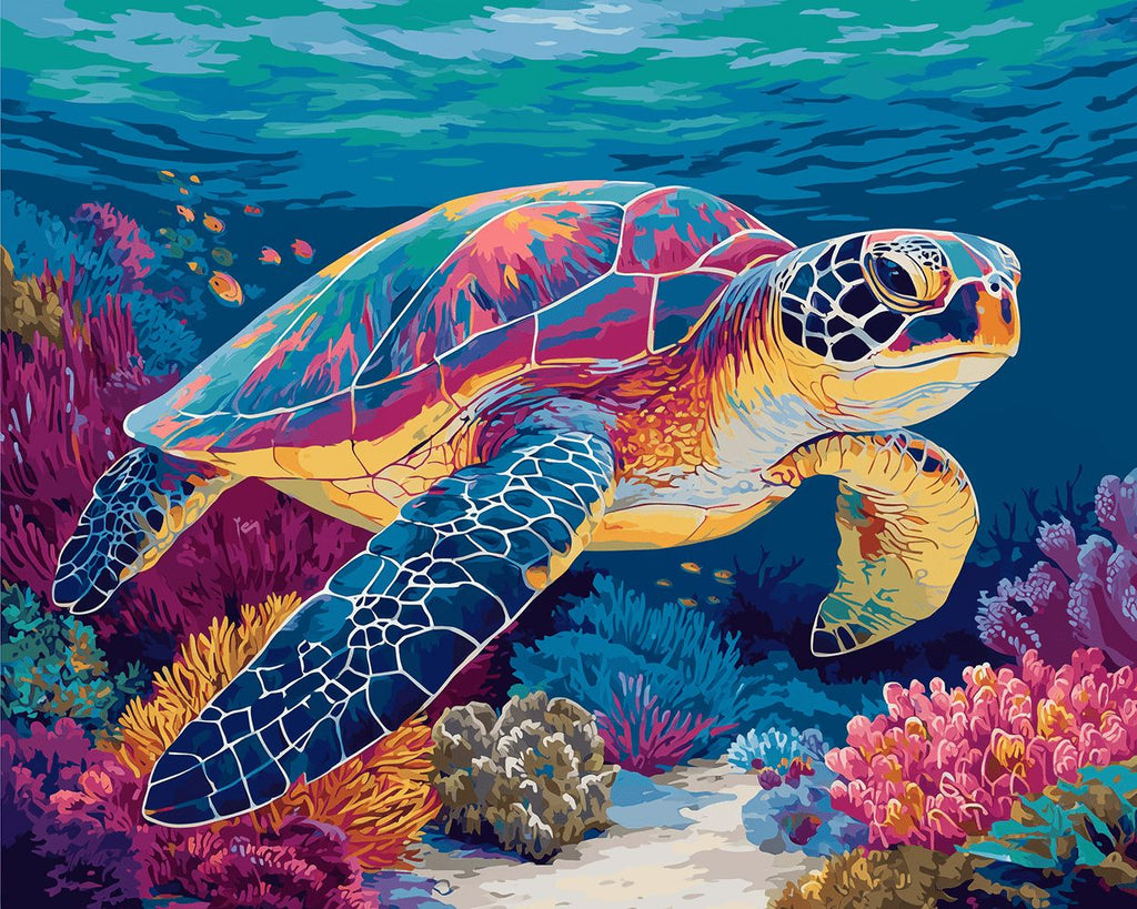 Tortugas y Corales en el Océano Profundo Pintar por Números