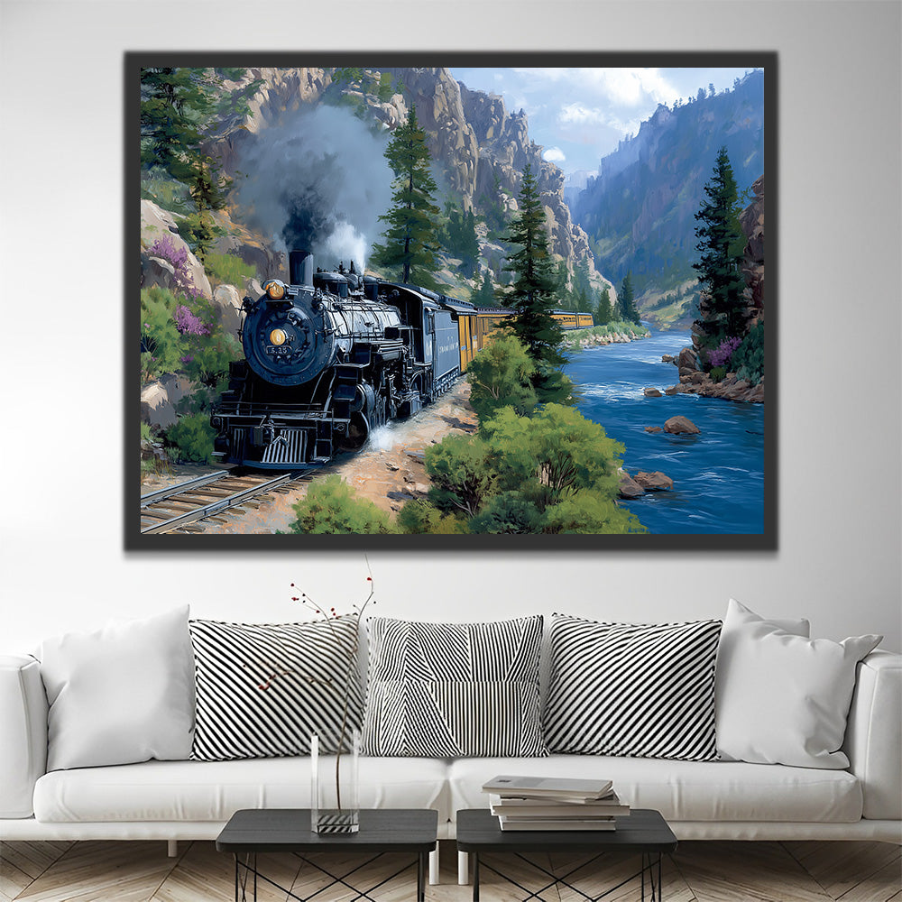 Tren Corriendo en las Montañas Pintar por Números