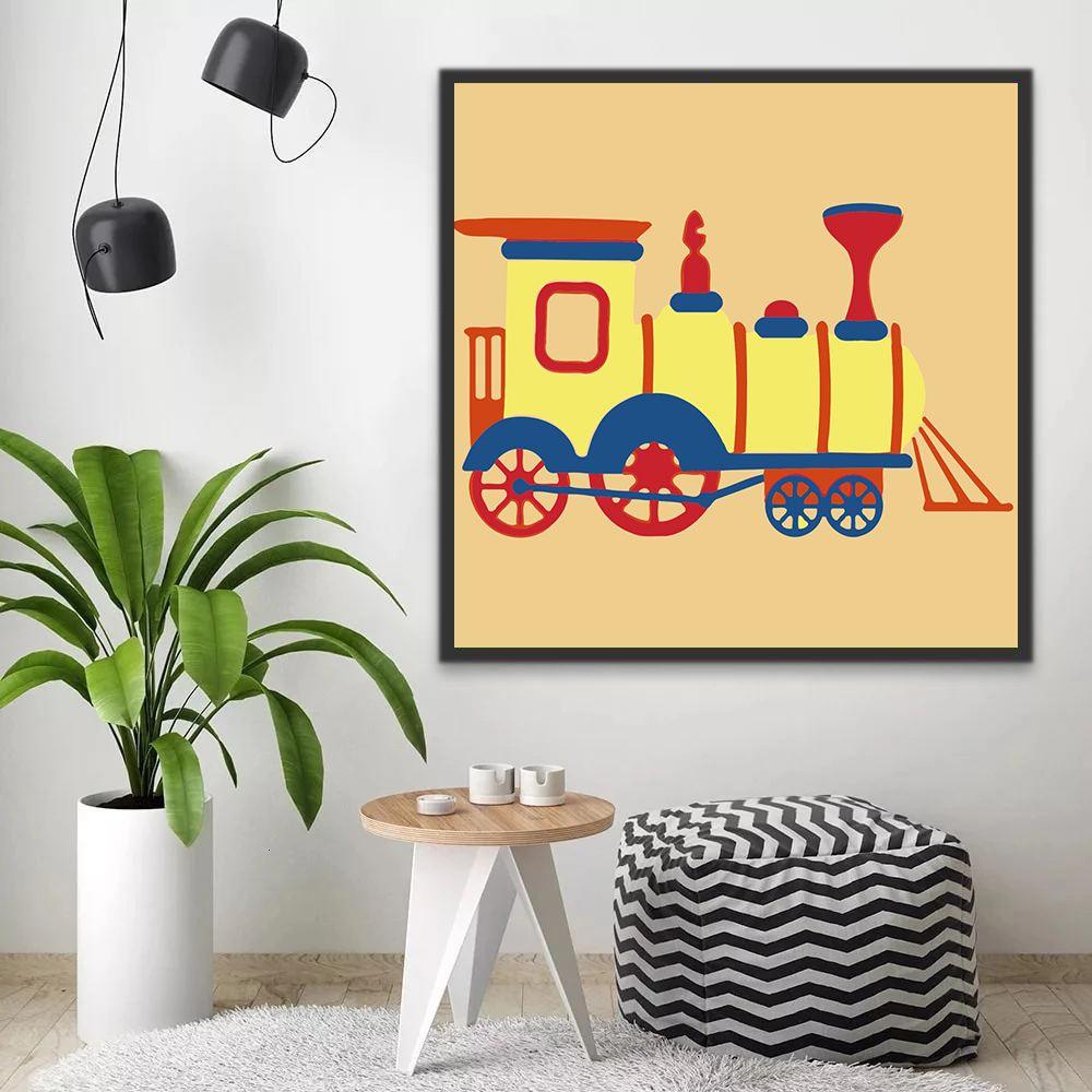 Tren de Vapor Retro Pintar por Números Niños