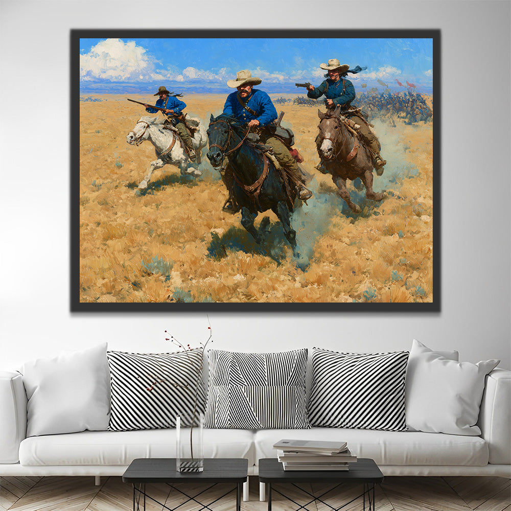 Tres Cazadores de Recompensas a Caballo Pintar por Números