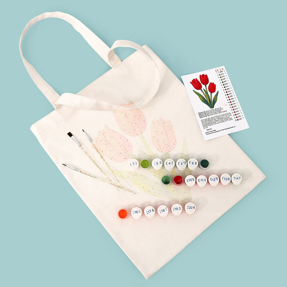 Tulipanes Rojos Bolsa de Lienzo Pintar por Números