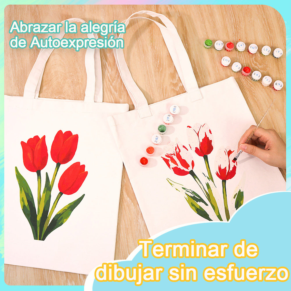 Tulipanes Rojos Bolsa de Lienzo Pintar por Números