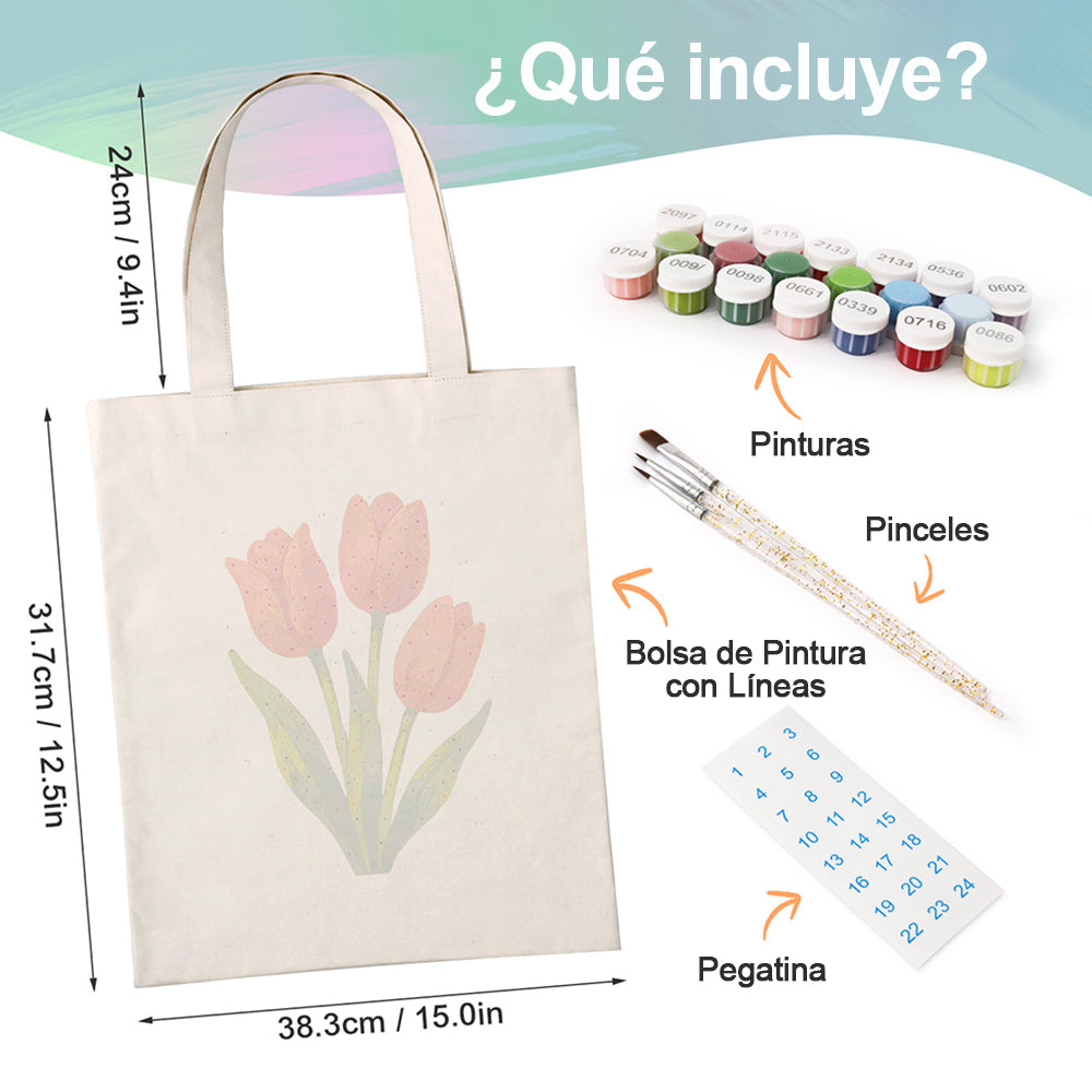 Tulipanes Rojos Bolsa de Lienzo Pintar por Números