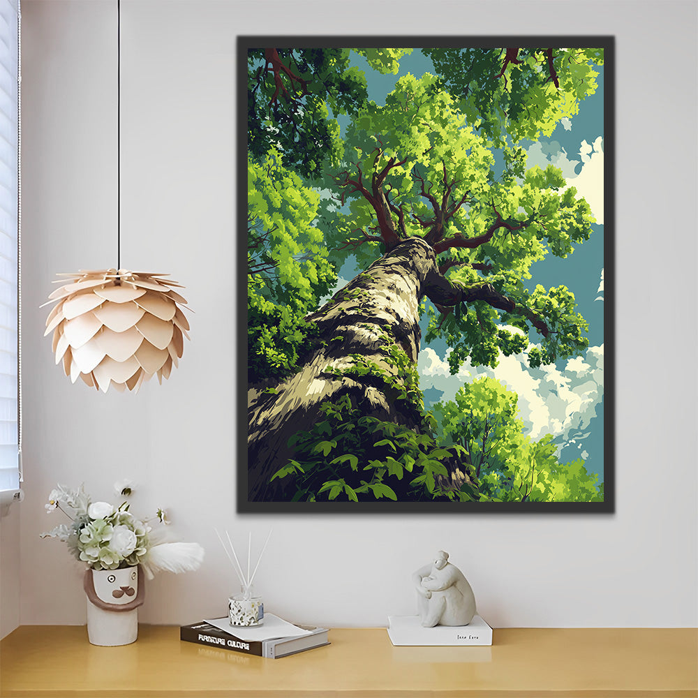 Un Árbol Verde Alto Pintar por Números