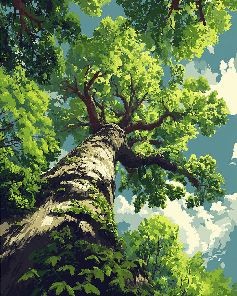 Un Árbol Verde Alto Pintar por Números