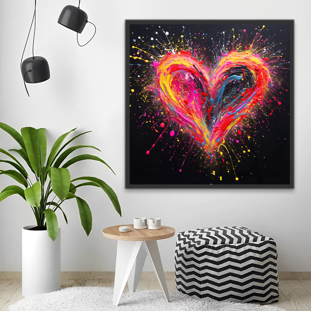 Un Corazón con las Salpicaduras de Pintura de Colores Pintar por Números