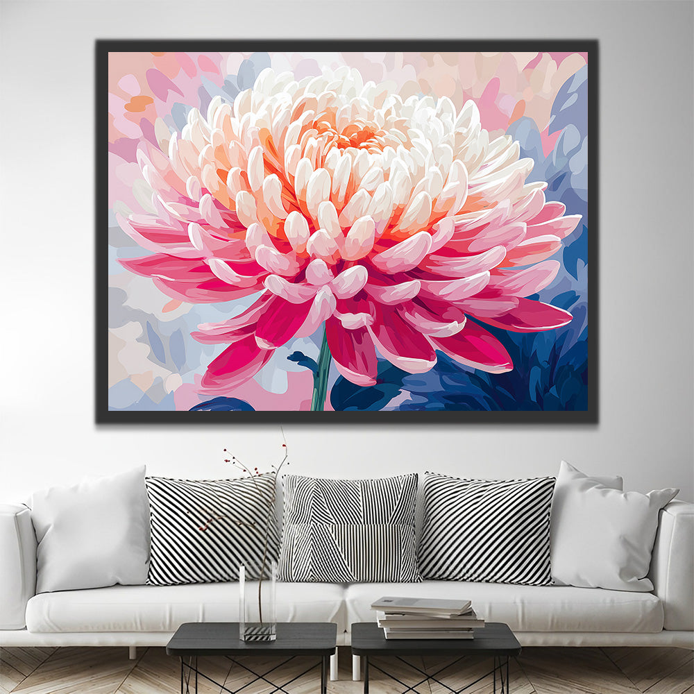 Un Crisantemo Rosado Brillante Pintar por Números