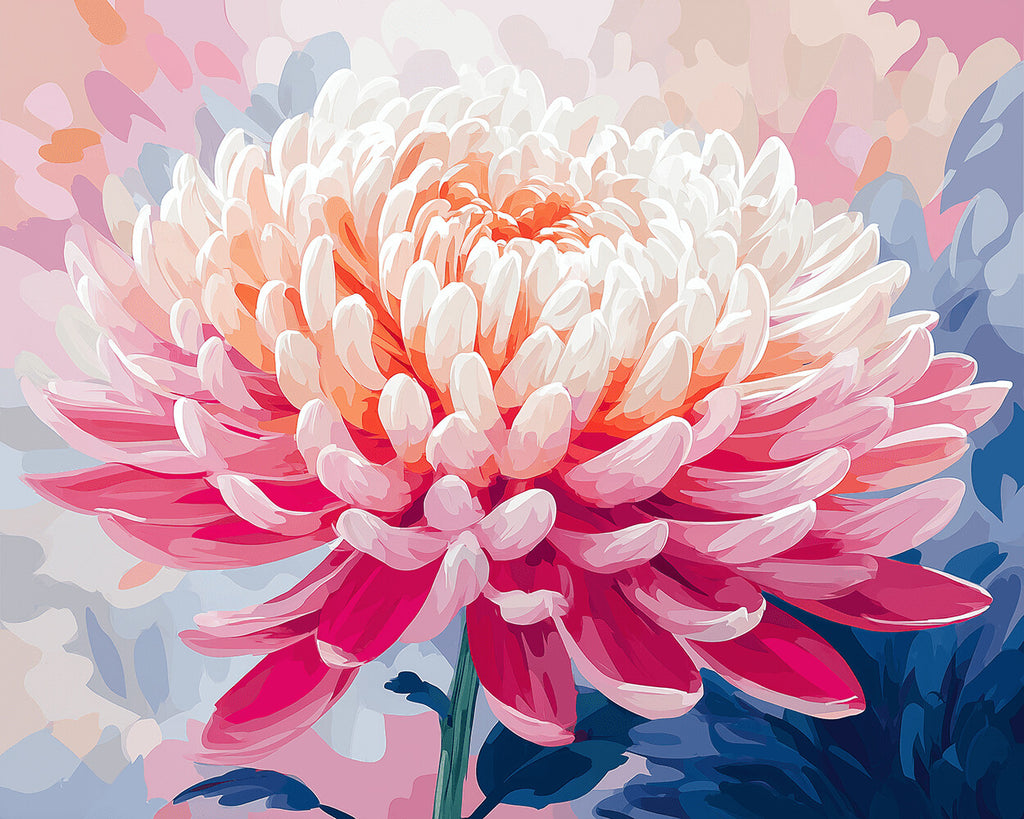 Un Crisantemo Rosado Brillante Pintar por Números