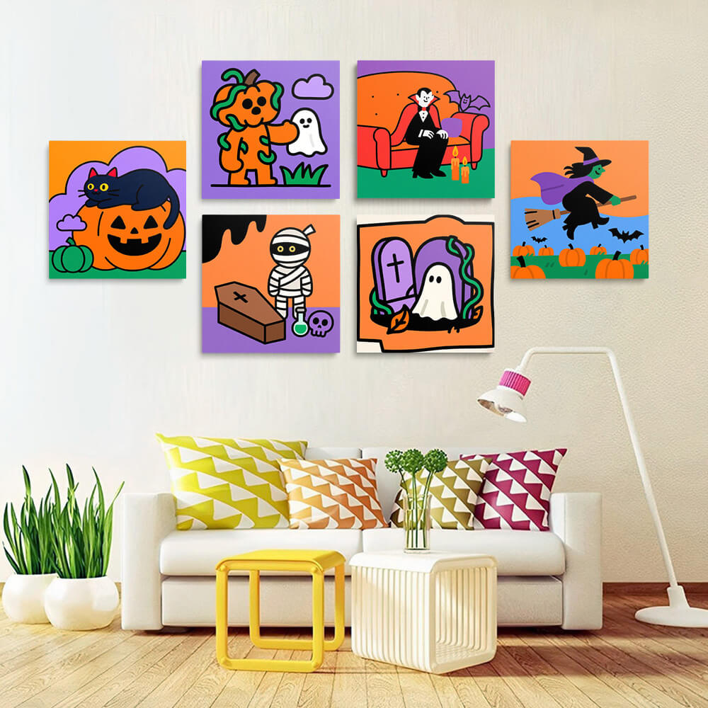 Un Halloween Feliz 6 Partes Mini Pintar por Números