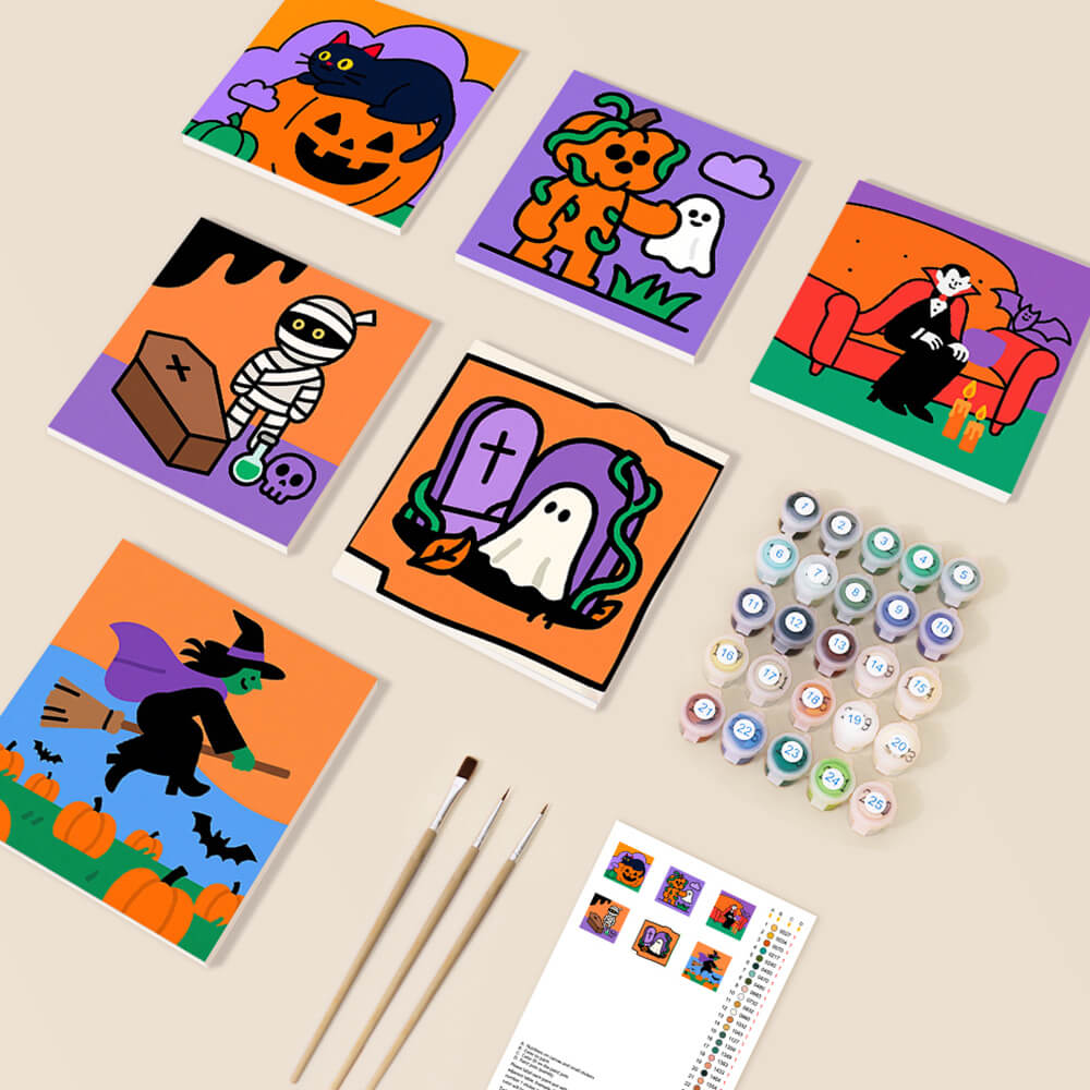 Un Halloween Feliz 6 Partes Mini Pintar por Números