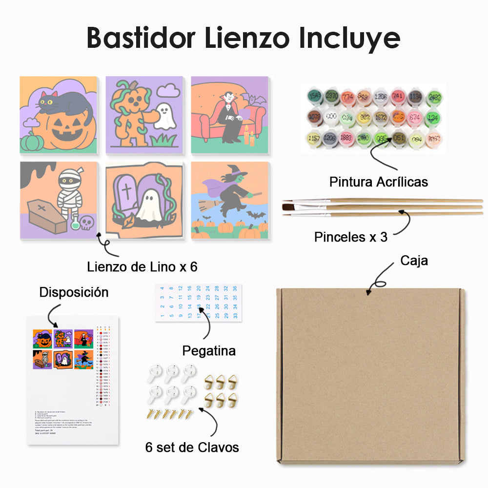 Un Halloween Feliz 6 Partes Mini Pintar por Números