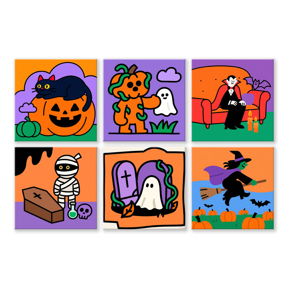 Un Halloween Feliz 6 Partes Mini Pintar por Números