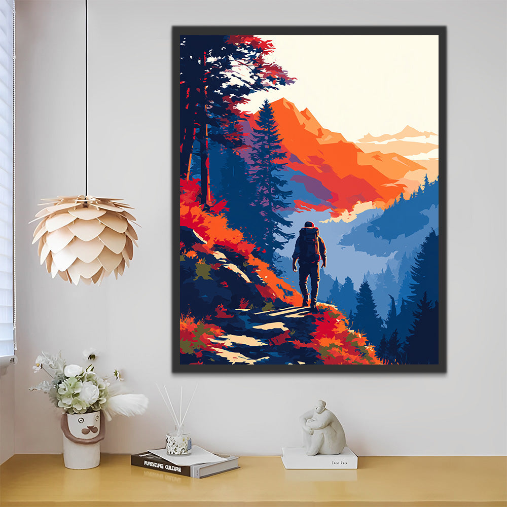 Un Mochilero en Montañas Pintar por Números