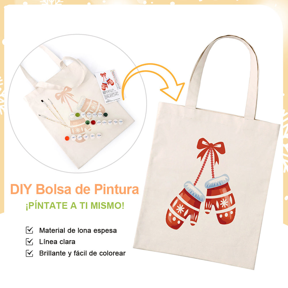 Un Par de Guantes de Navidad Bolsa de Lienzo Pintar por Números
