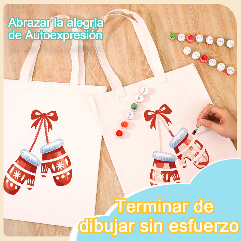 Un Par de Guantes de Navidad Bolsa de Lienzo Pintar por Números