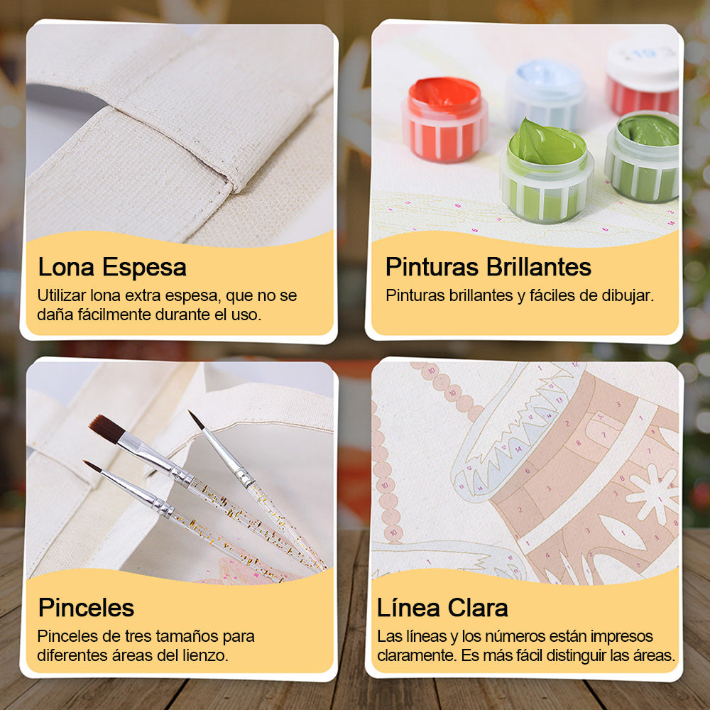 Un Par de Guantes de Navidad Bolsa de Lienzo Pintar por Números