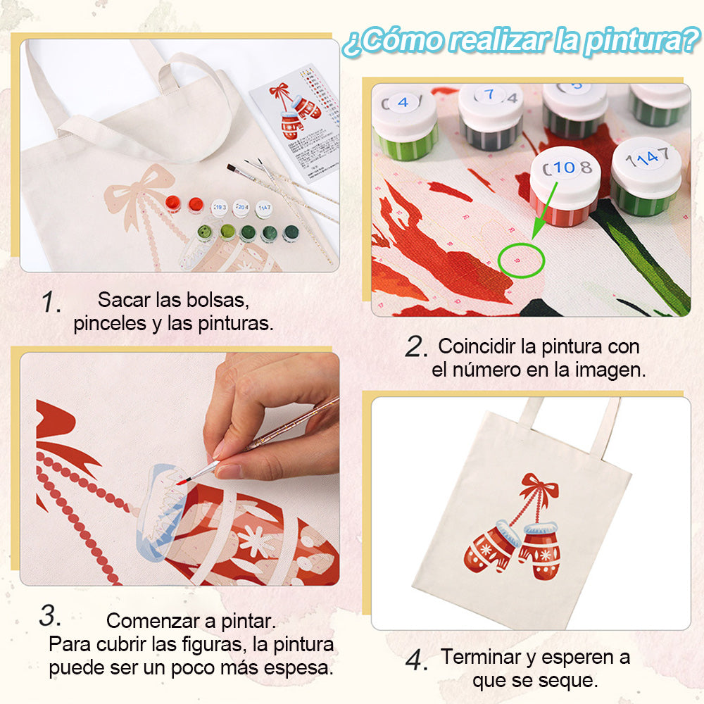 Un Par de Guantes de Navidad Bolsa de Lienzo Pintar por Números