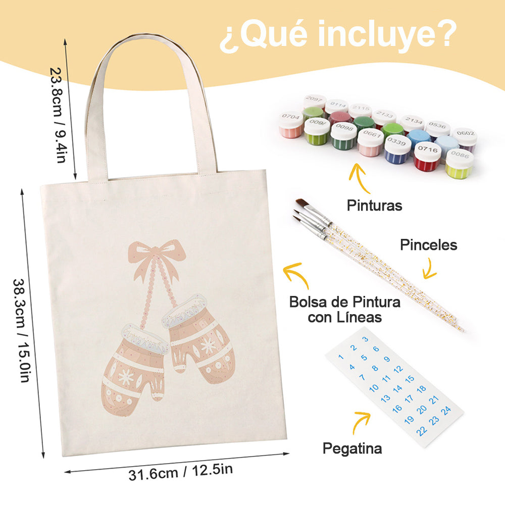 Un Par de Guantes de Navidad Bolsa de Lienzo Pintar por Números