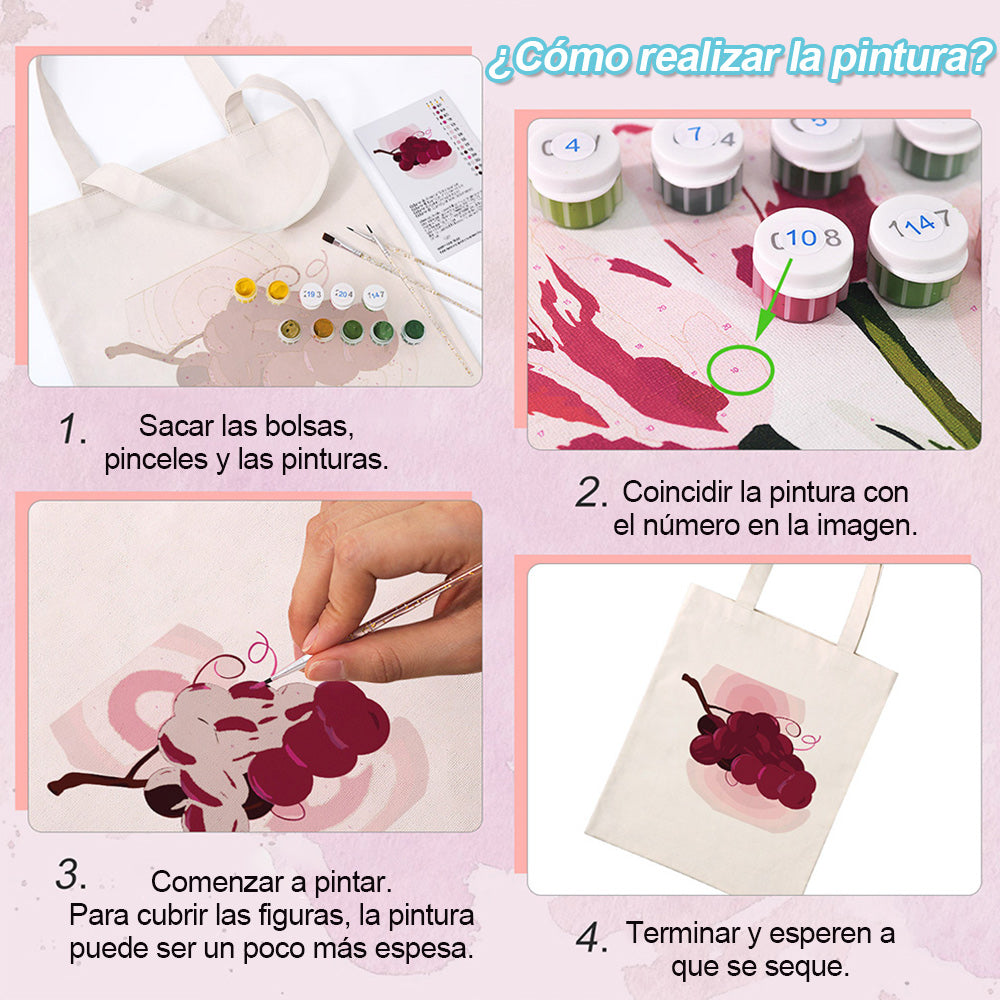 Un Racimo de Uvas Maduras Bolsa de Lienzo Pintar por Números