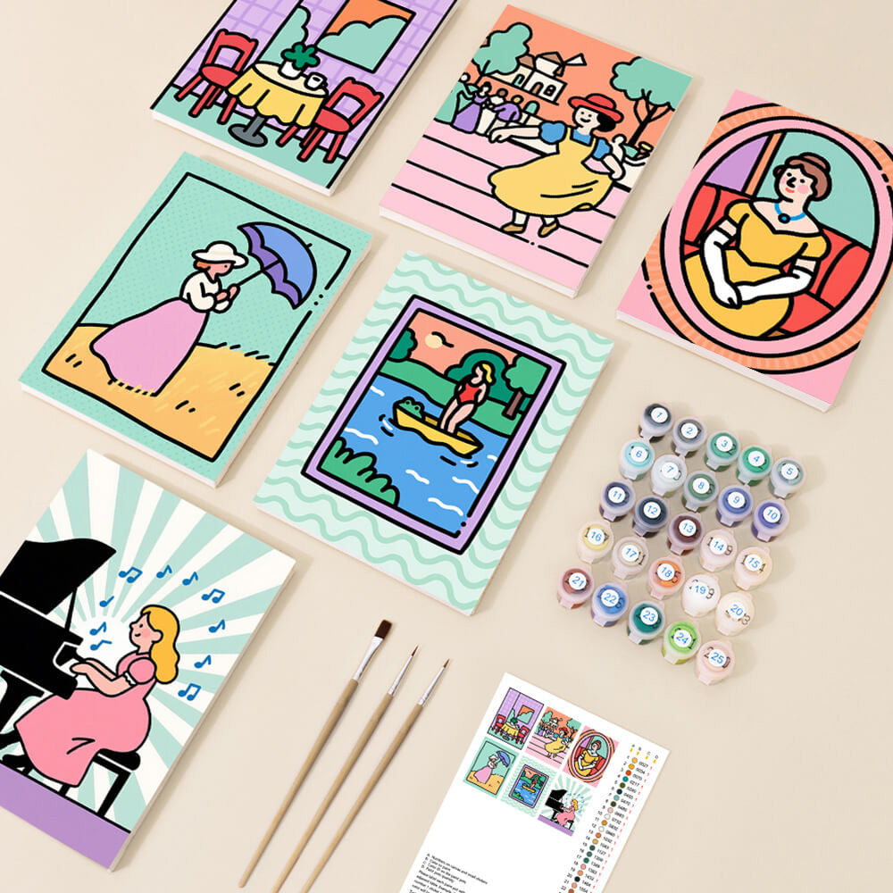 Una Chica Polifacética y Hermosa 6 Partes Mini Pintar por Números