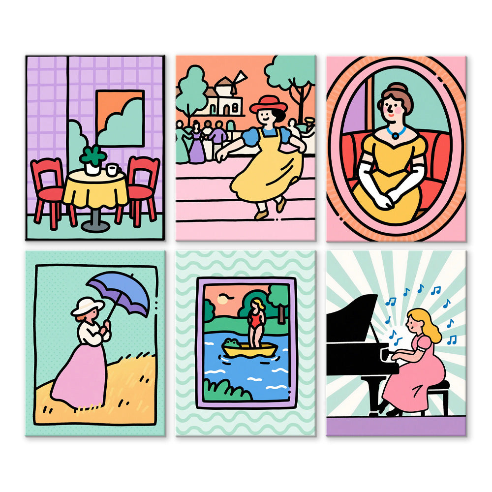 Una Chica Polifacética y Hermosa 6 Partes Mini Pintar por Números