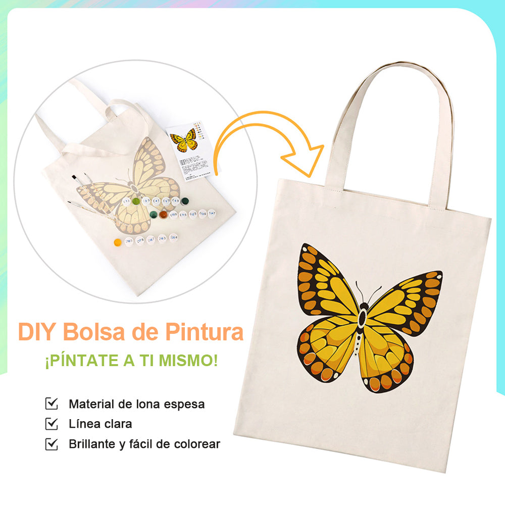 Una Mariposa Dorada Bolsa de Lienzo Pintar por Números