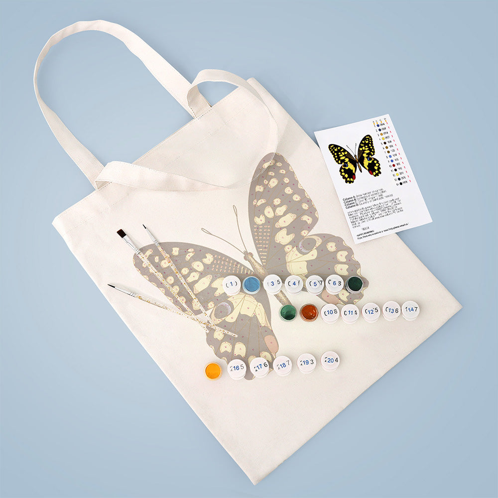 Una Mariposa Negra y Dorada Bolsa de Lienzo Pintar por Números