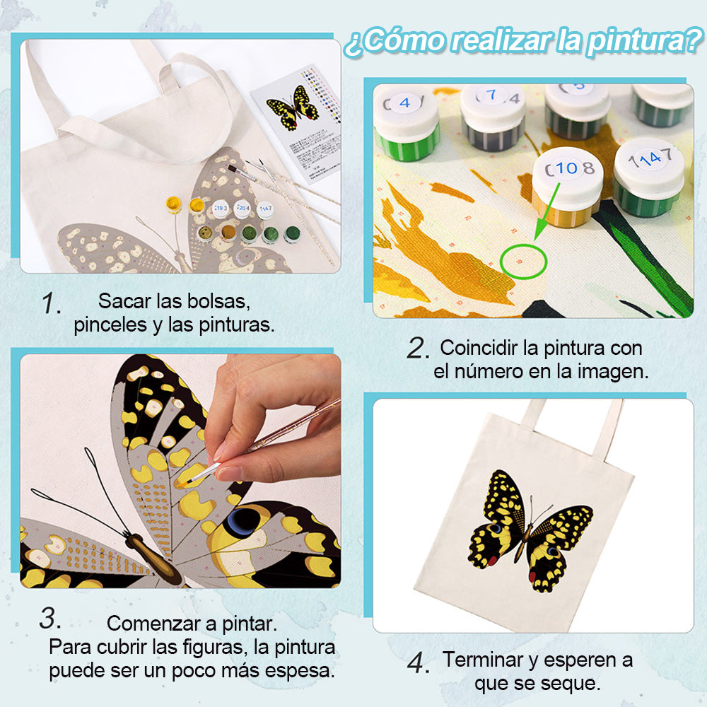 Una Mariposa Negra y Dorada Bolsa de Lienzo Pintar por Números