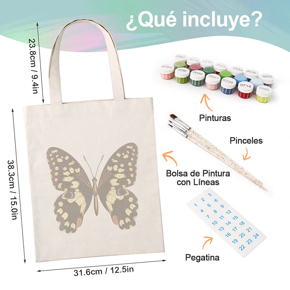 Una Mariposa Negra y Dorada Bolsa de Lienzo Pintar por Números