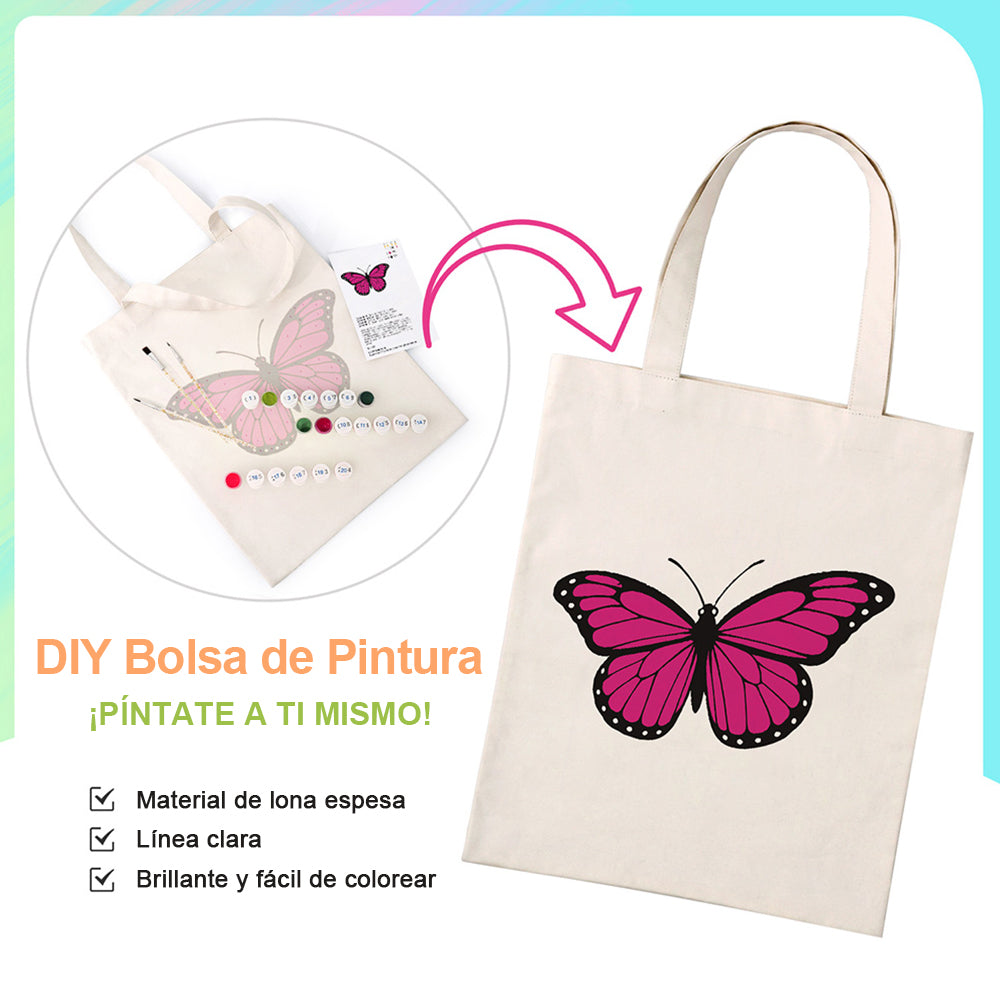 Una Mariposa Rojo y Rosa Bolsa de Lienzo Pintar por Números