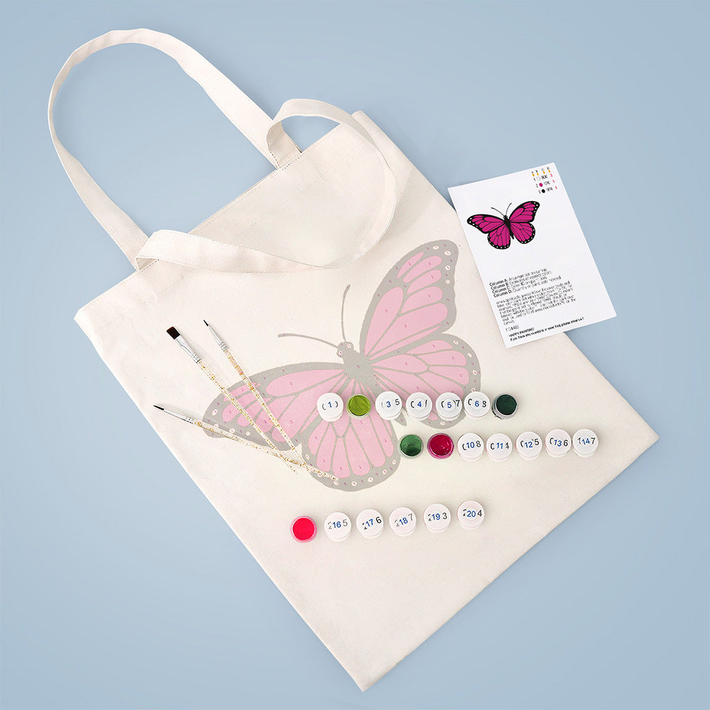 Una Mariposa Rojo y Rosa Bolsa de Lienzo Pintar por Números