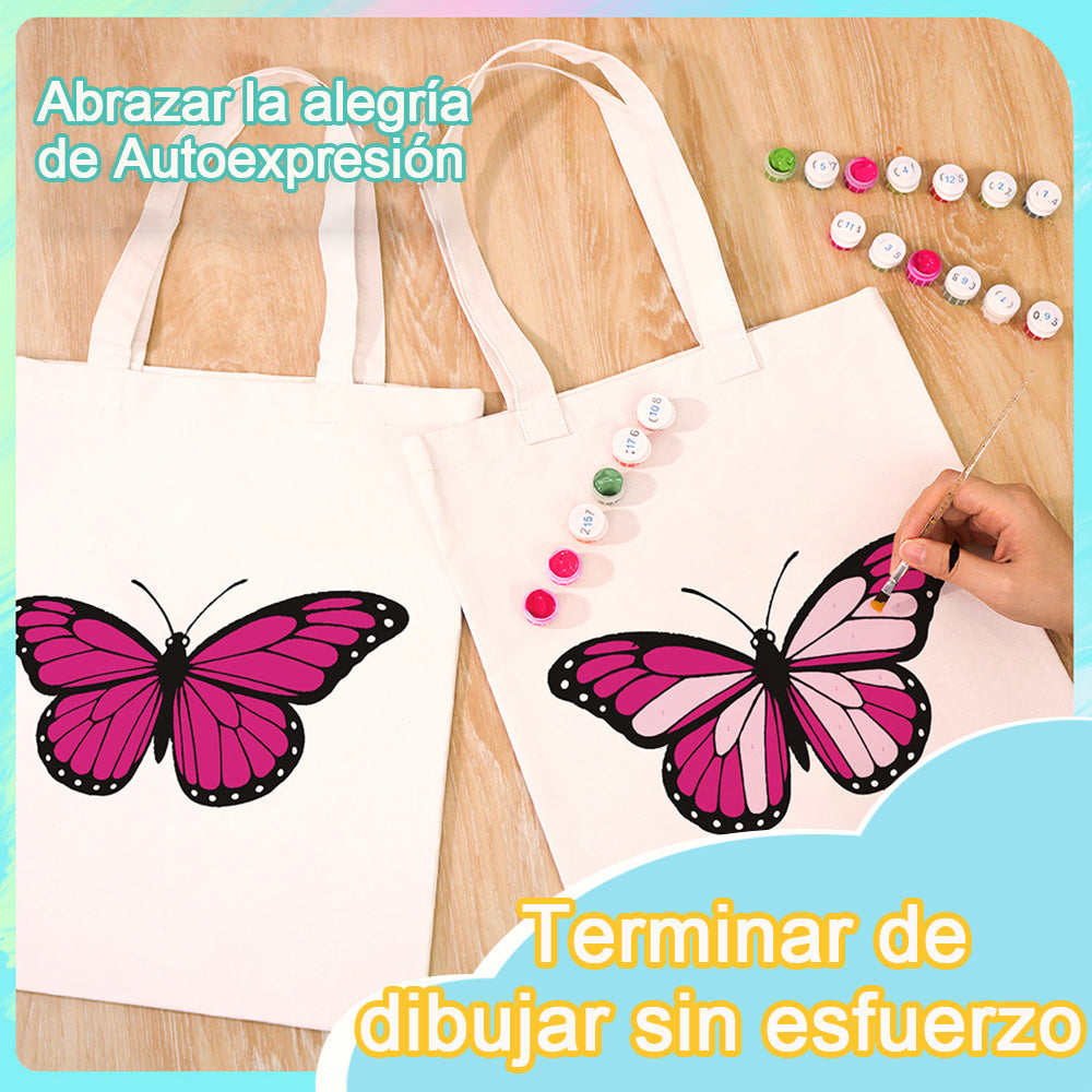 Una Mariposa Rojo y Rosa Bolsa de Lienzo Pintar por Números