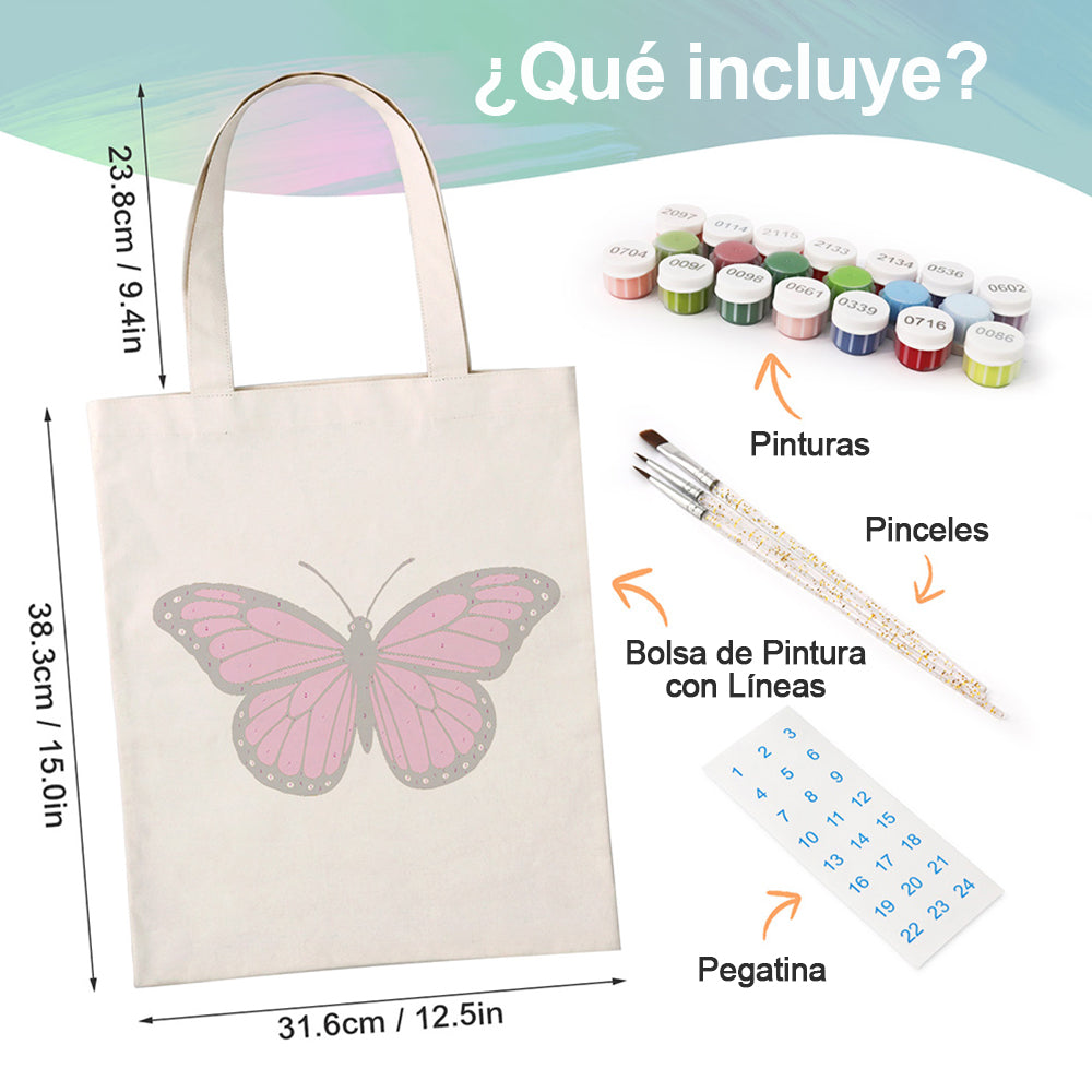 Una Mariposa Rojo y Rosa Bolsa de Lienzo Pintar por Números