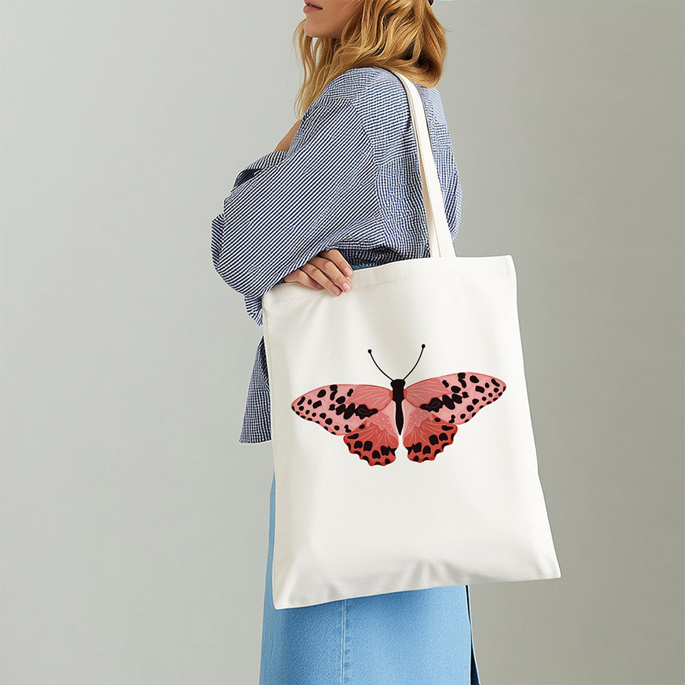 Una Mariposa Rosa con Manchas Negras Bolsa de Lienzo Pintar por Números
