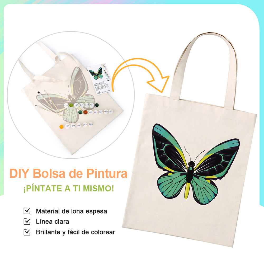 Una Mariposa Verde Bolsa de Lienzo Pintar por Números