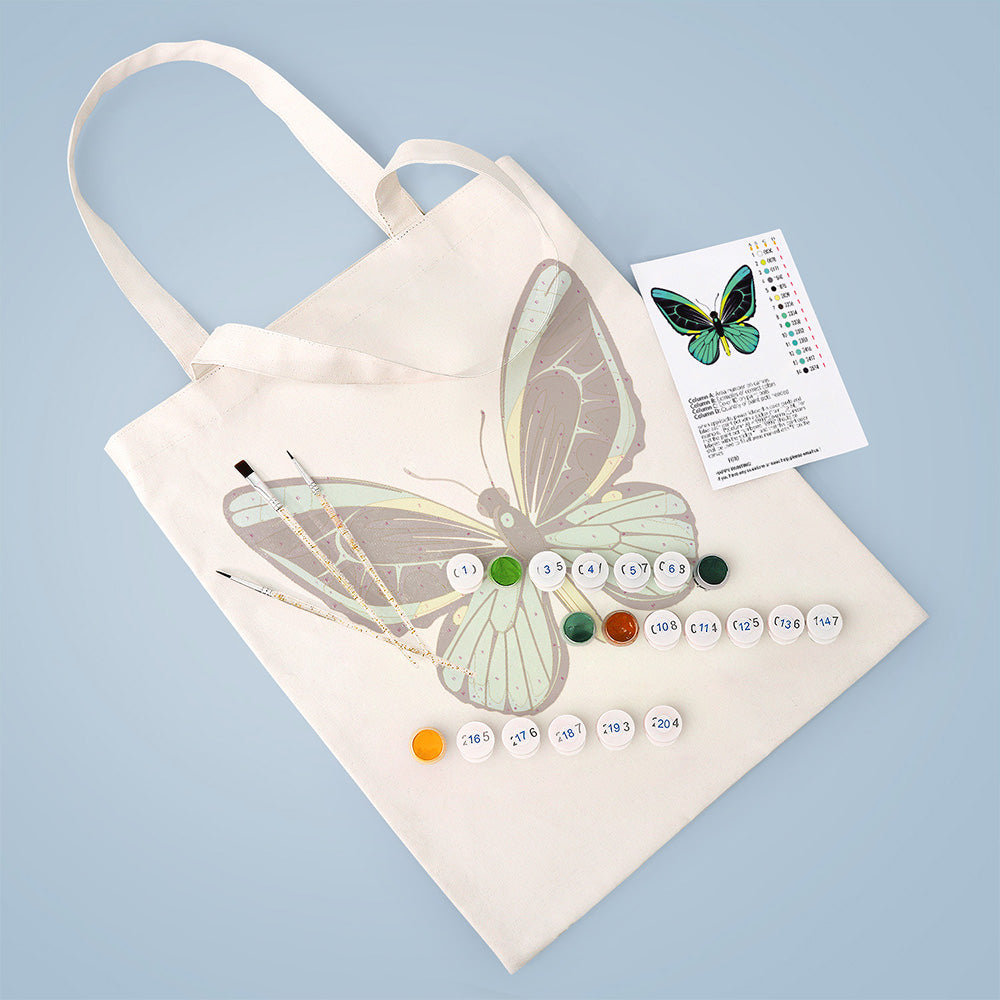 Una Mariposa Verde Bolsa de Lienzo Pintar por Números