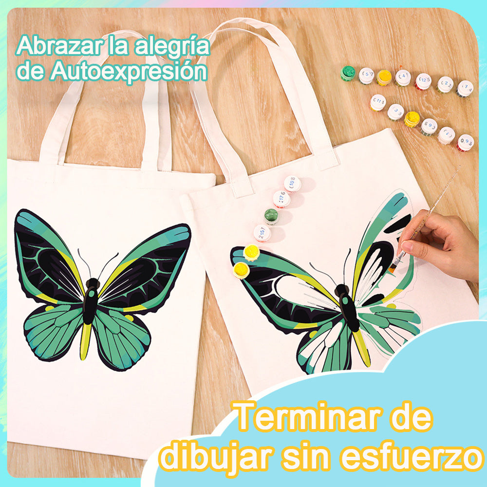 Una Mariposa Verde Bolsa de Lienzo Pintar por Números