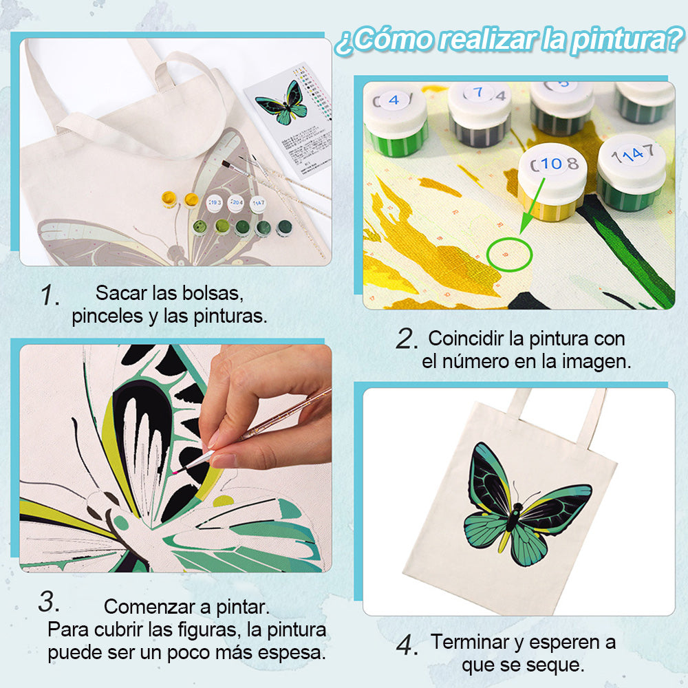 Una Mariposa Verde Bolsa de Lienzo Pintar por Números
