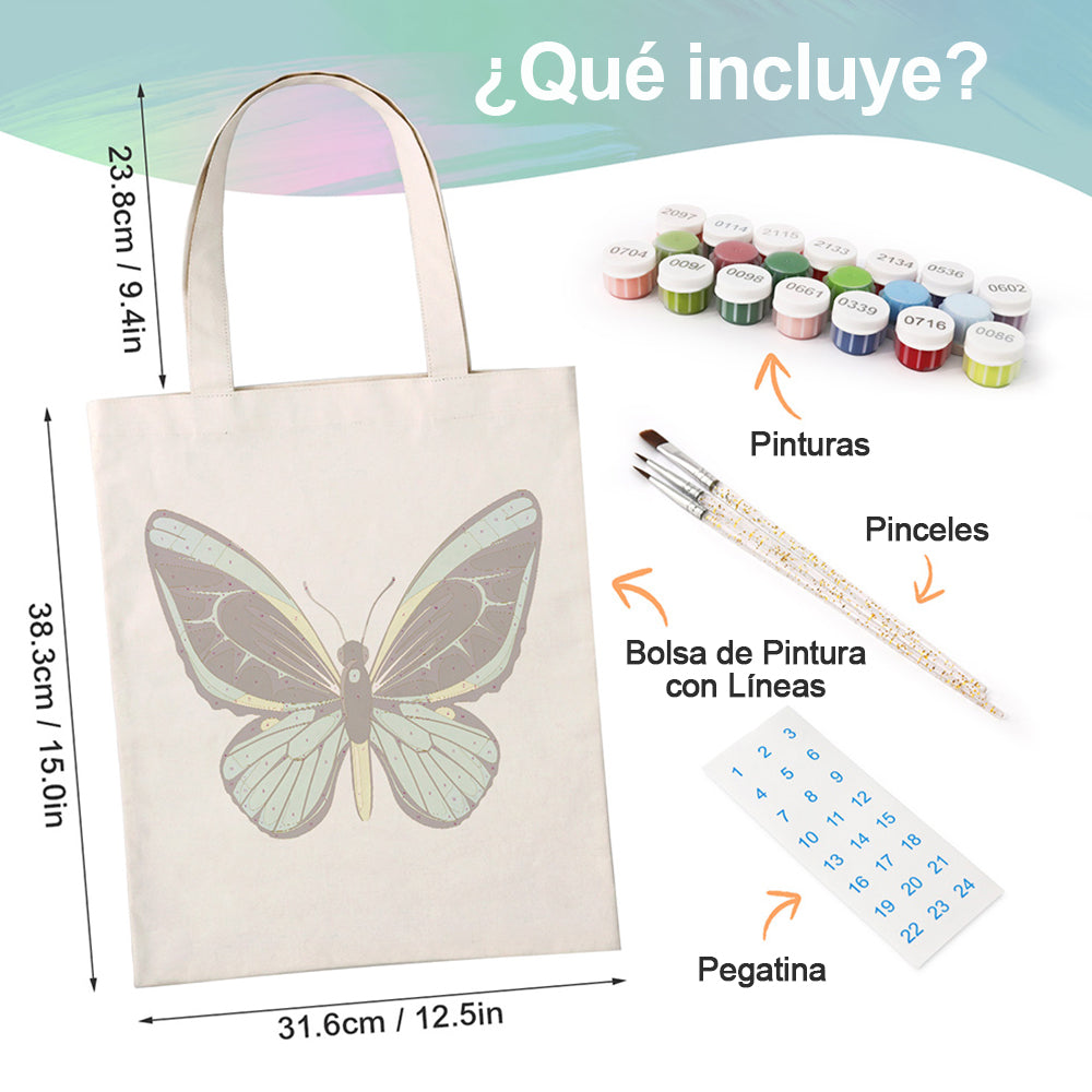 Una Mariposa Verde Bolsa de Lienzo Pintar por Números