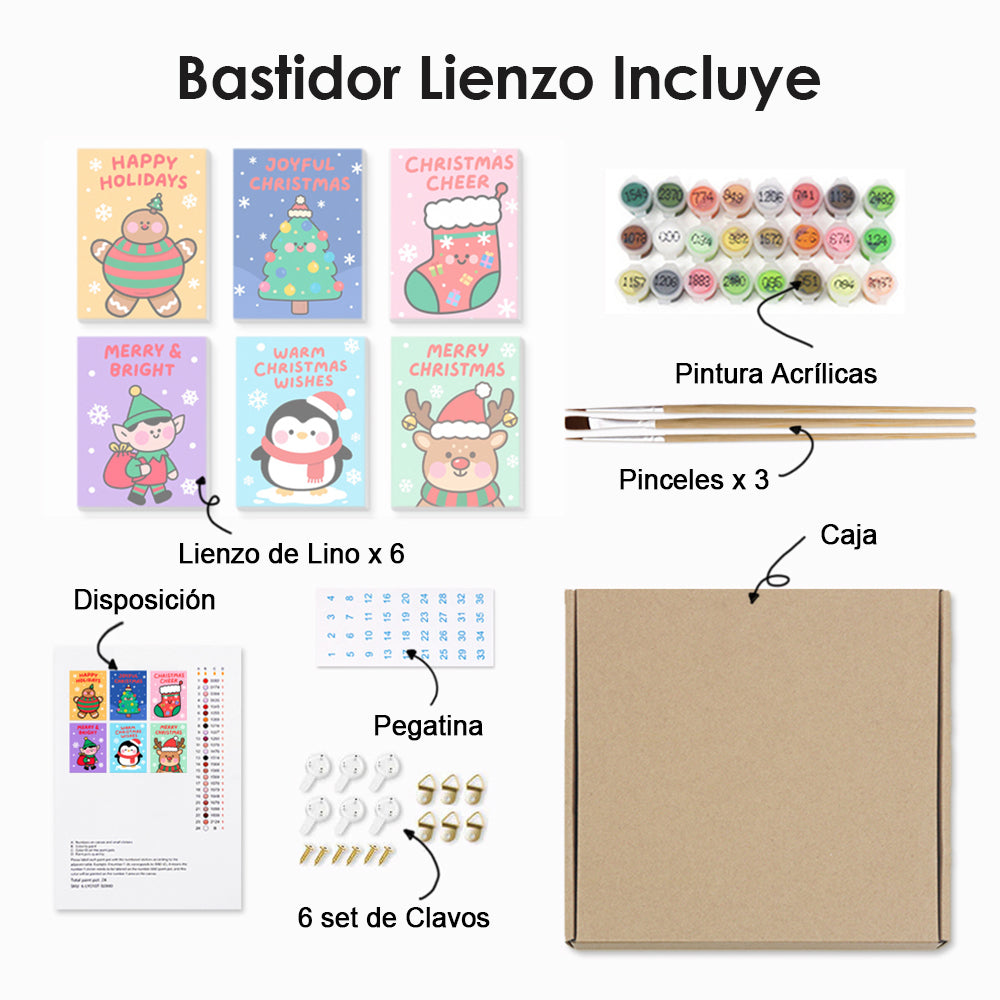Una Navidad Feliz 6 Partes Mini Pintar por Números